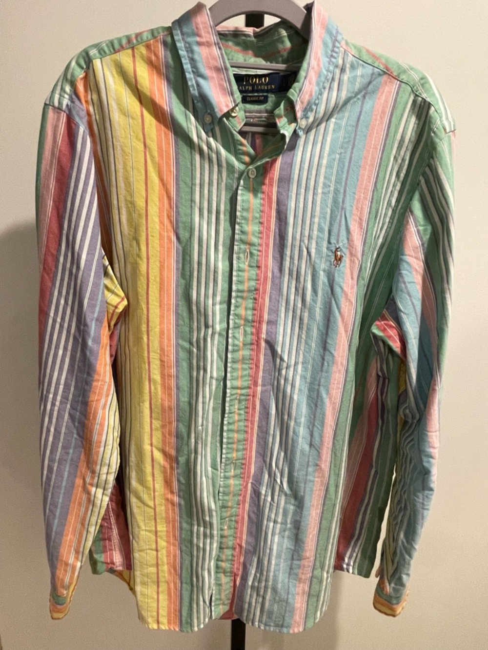 Vintage Polo by Ralph Lauren Pastel Multistripe Button-Down Shirt Medium